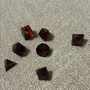 Translucent Red and brown Dice Set